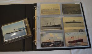 Large nautical themed postcard album containing approximately 225 cards including the Titanic (1),