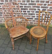 Windsor chair (damaged to the splat) and a bentwood chair