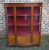 Edwardian serpentine display cabinet with legs cut down H153cm by W120cm