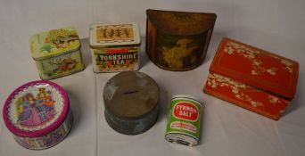 Various old tins and buttons
