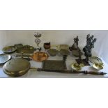 Assorted brassware etc inc crumb tray,