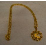 Possibly 22ct Oriental gold necklace with phoenix pendant, approx weight 23.