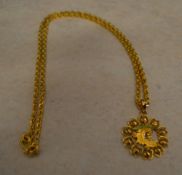 Possibly 22ct Oriental gold necklace with phoenix pendant, approx weight 23.