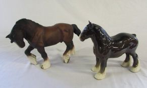 2 Beswick shire horses
