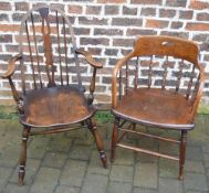 1930s office chair and a high back carver