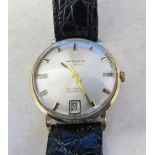 9ct gold Carronade automatic 25 jewel wrist watch with leather strap