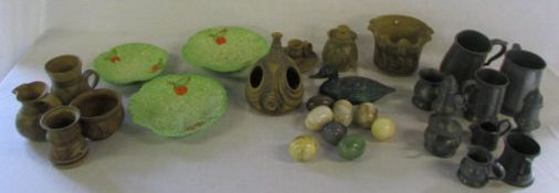 Various pewter, Alvingham pottery,