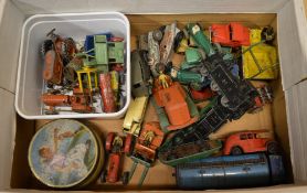 Various die cast model vehicles including Dinky in playworn condition