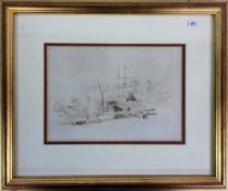 Small sketch of boats William Lionel Wyllie. Framed & glazed.