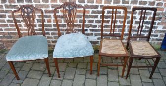 2 Hepplewhite style chairs and 2 cane seated chairs