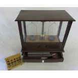 Cased balance scales with weights (E B Atkinson (Hull) & Co Ltd)