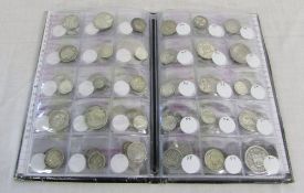 Album of 90 World silver coins each individually listed with date,