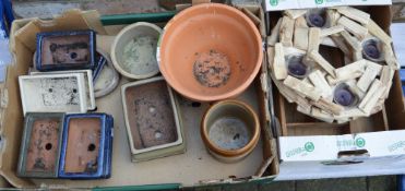 Japanese pots and a wooden candle holder