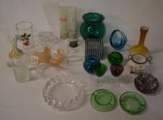 Various glassware including ashtrays,
