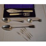 Sweetmeat forks (possibly Cyprus marked 830) and silver plated cutlery