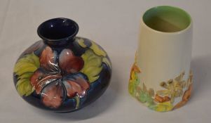 Clarice Cliff vase and a Moorcroft style vase (no markings)