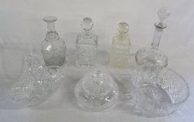 Assorted cut glass inc decanters, fruit/trifle bowl,