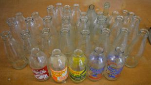 Various vintage milk bottles, including advertising Ready Brek, Cadburys Drinking Chocolate, Knorr,