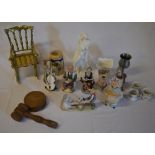 Wedgwood figure 'The Embrace', miniature brass rocking chair (af),