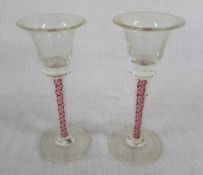 Pair of 18th century style spiral stem wine glasses