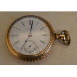 Gold plated Waltham open face pocket watch with the movement signed P.S.