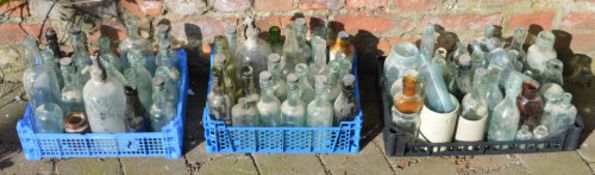 3 boxes of old bottles including local