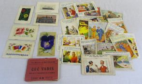 Selection of postcards inc Bamforth comic cards & silk cards