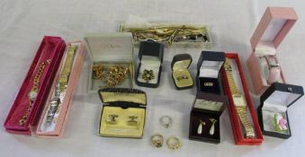 Assorted costume jewellery and watches