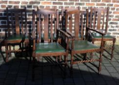 6 1930's oak dining chairs including 2 carvers