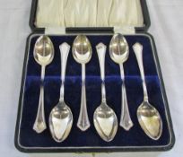 Cased set of silver teaspoons Birmingham 1919 weight 1.