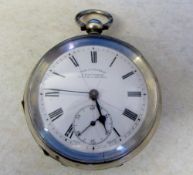 T Fattorini Bolton & Skipton 'The Clincher' silver pocket watch marked 925