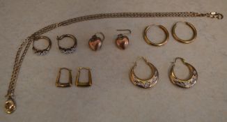Various 9ct gold including earrings, approx 7.