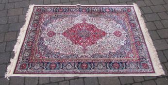 Ivory ground Kashmir rug medallion design