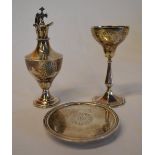 Silver 3 piece travelling communion set comprising of chalice, ewer and paten.