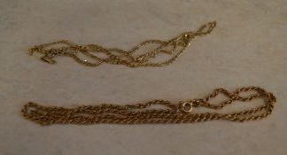 2 small 9ct gold chains,