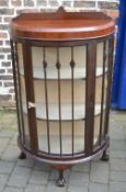 Early 20th century bow fronted display cabinet