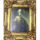 Oil effect print of a portrait of an 18th century gentleman in an ornate gilt frame