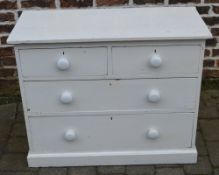 Victorian pine painted chest of drawers (missing feet)