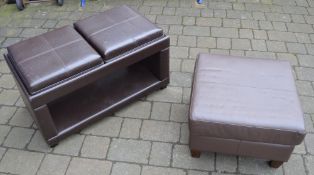 Faux leather footstool and coffee table with reversible trays/cushions