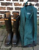 Pair of Sovereign leather lined wellington boots (believe to be size 9) & an Aigle carry case.