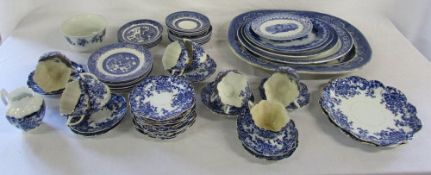 Various blue and white ceramics inc meat plates (2 boxes)