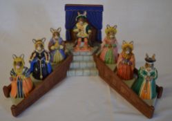 Royal Doulton Bunnykins Henry VIII & 6 wives figures with base (AF)