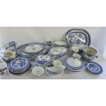 2 boxes of blue and white ceramics inc meat plates and tureens