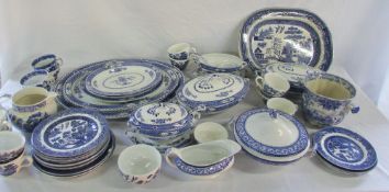 2 boxes of blue and white ceramics inc meat plates and tureens