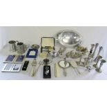 Quantity of silver plate and pewter inc tankards,