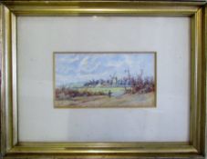 Framed watercolour of a rural scene signed W.H.K.