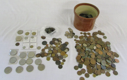 Pot of mixed coins some old GB etc