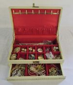 Jewellery box and assorted costume jewellery