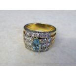 18ct gold aquamarine and diamond ring (aquamarine 1.10ct, diamonds 0.