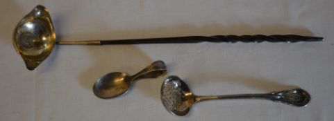 Georgian silver toddy ladle with twisted handle and coin inset,